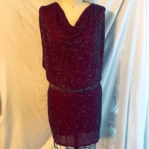 Haute Hippie Beaded Burgundy Dress